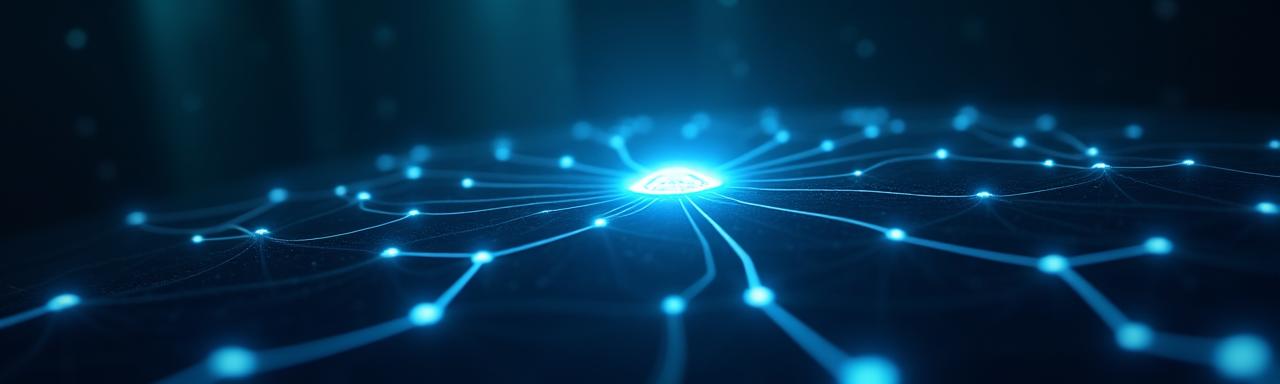 Arrière-plan abstrait représentant la cybersécurité avec des lignes connectées et des points lumineux