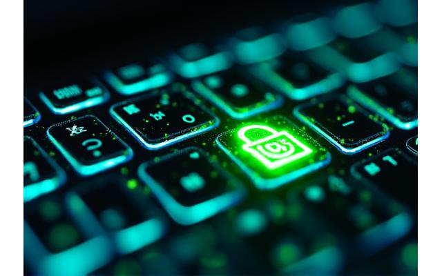 Clavier d'ordinateur avec un code binaire vert, symbolisant l'analyse de vulnérabilité
